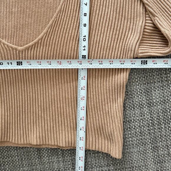 LUNYA Prima Organic Cozy Cotton Silk REVERSIBLE V-neck Pullover Sweater Beige S - Picture 6 of 6